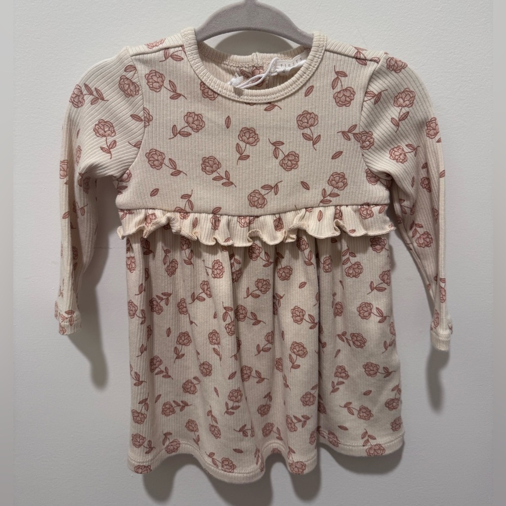 Petit Lem Cream and Pink Floral Kids Dress